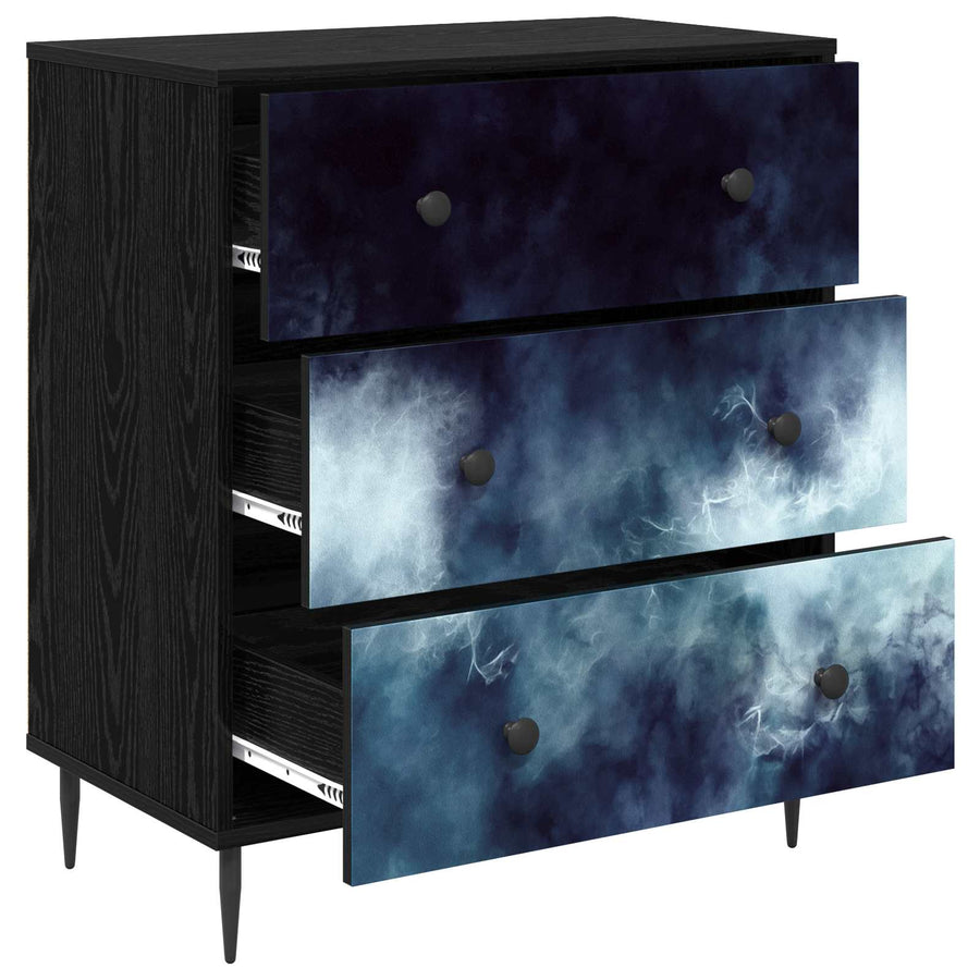 Ladekast RAALTE Blauwe marmerprint 66 x 36,5 x 76 cm