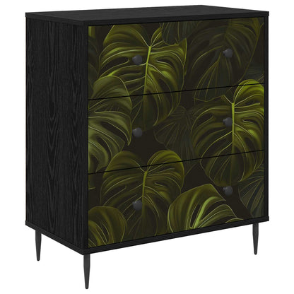 Ladekast ELBURG Palmbladprint 66 x 36,5 x 76 cm Bewerkt hout