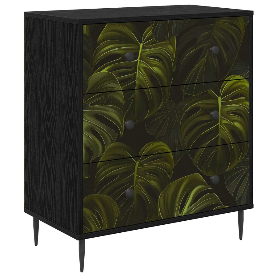 Ladekast ELBURG Palmbladprint 66 x 36,5 x 76 cm Bewerkt hout
