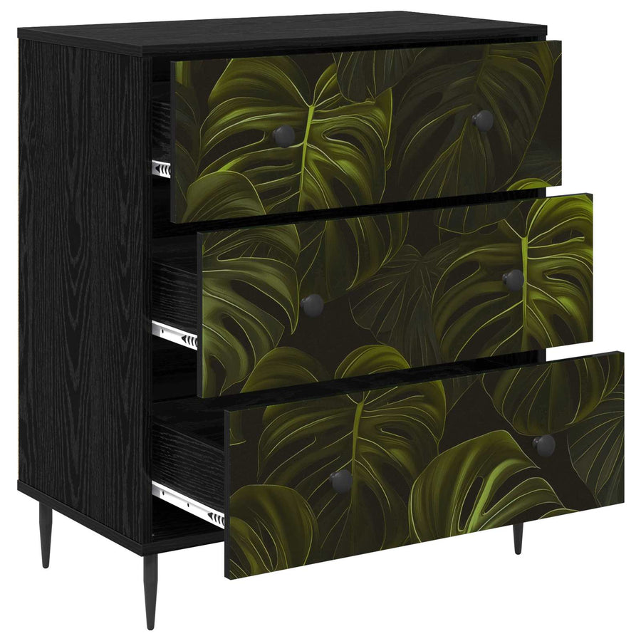 Ladekast ELBURG Palmbladprint 66 x 36,5 x 76 cm Bewerkt hout