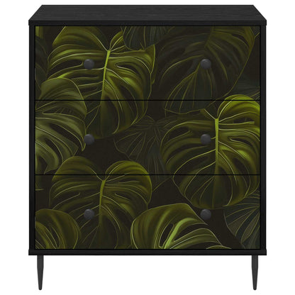 Ladekast ELBURG Palmbladprint 66 x 36,5 x 76 cm Bewerkt hout