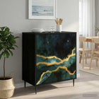 Ladekast WIJHE Teal marmerprint 66 x 36,5 x 76 cm Bewerkt hout