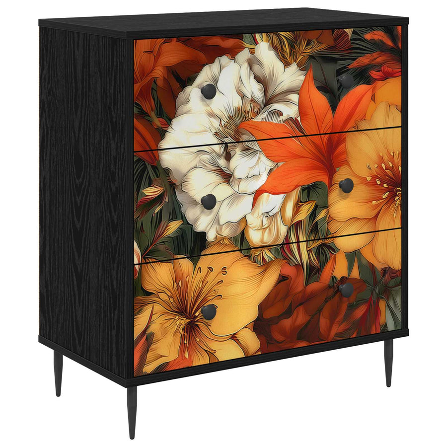 Ladekast GENNEP Lelieprint 66 x 36,5 x 76 cm Bewerkt hout