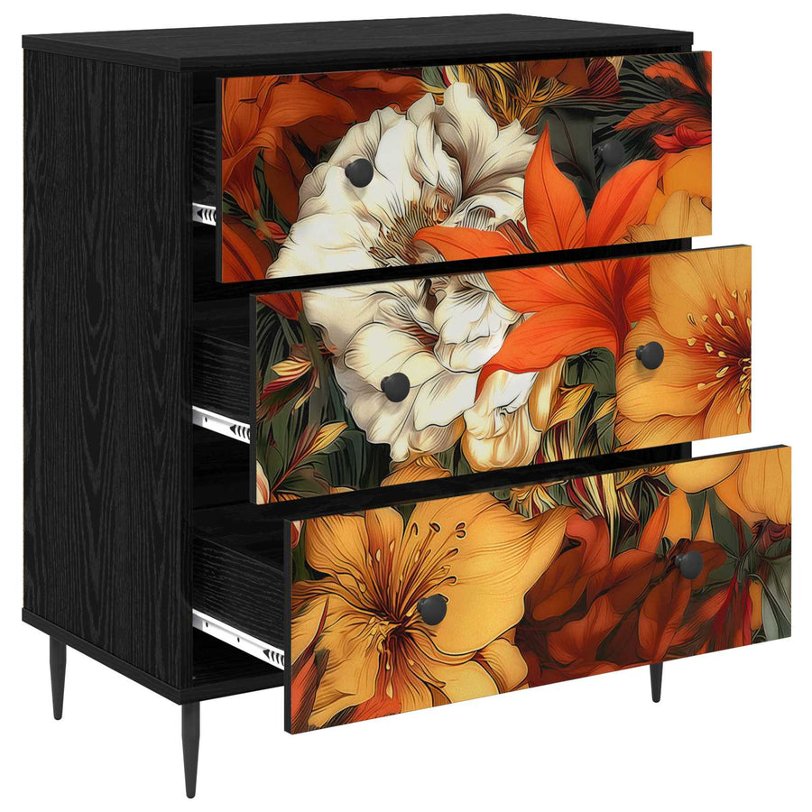 Ladekast GENNEP Lelieprint 66 x 36,5 x 76 cm Bewerkt hout