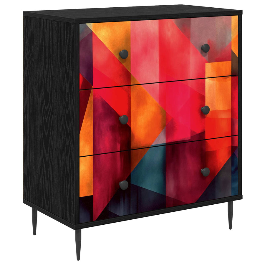 Ladekast HEESCH Kleurblokprint 66 x 36,5 x 76 cm Bewerkt hout
