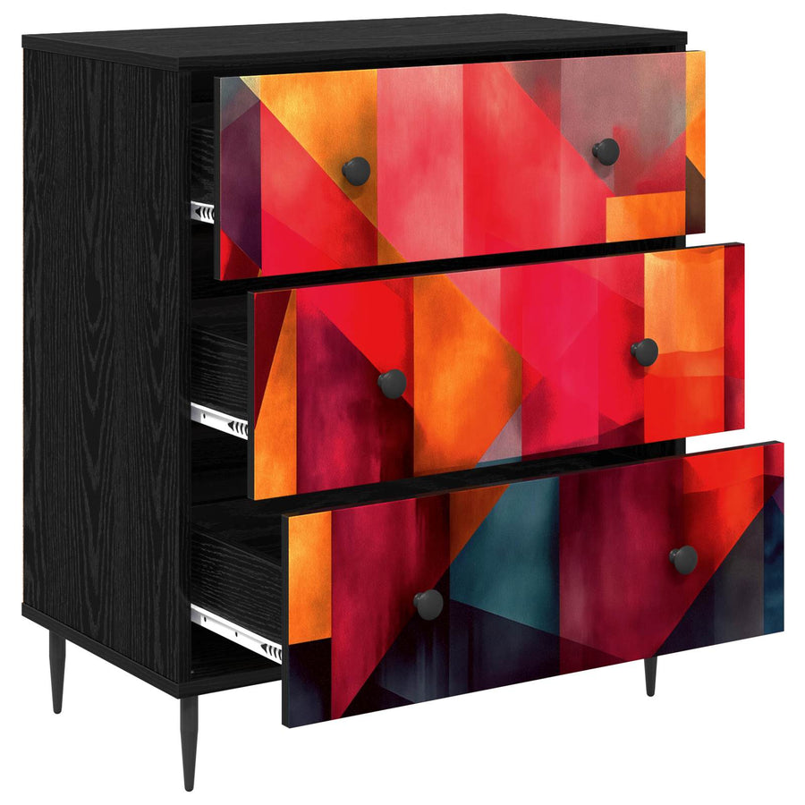 Ladekast HEESCH Kleurblokprint 66 x 36,5 x 76 cm Bewerkt hout