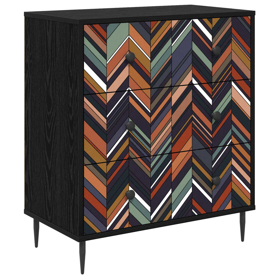 Ladekast OMMEN Geometrische print 66 x 36,5 x 76 cm Zwart eiken