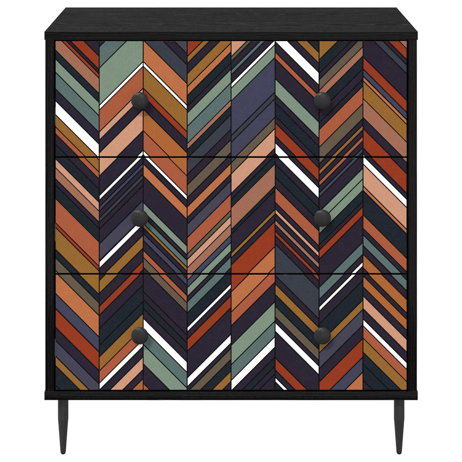Ladekast OMMEN Geometrische print 66 x 36,5 x 76 cm Zwart eiken