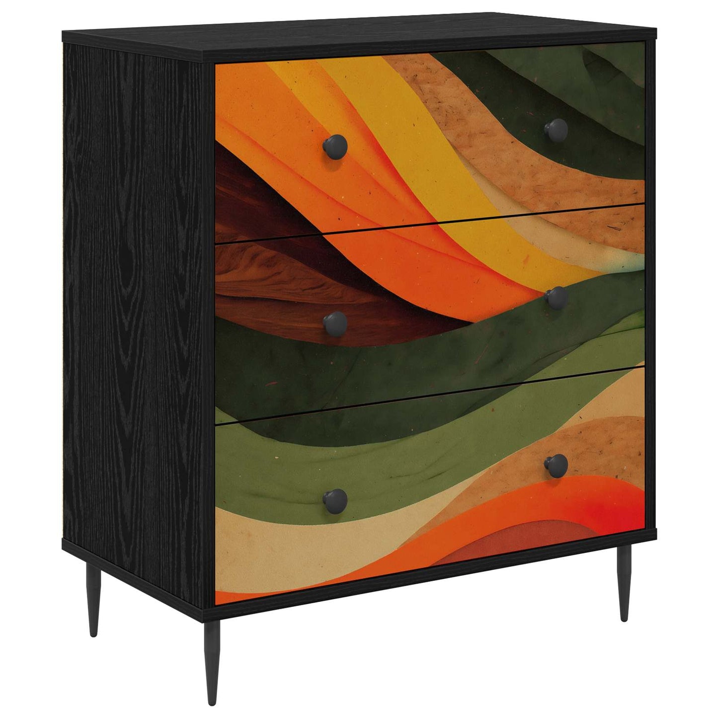 Ladekast BONN Retro golfprint 66 x 36,5 x 76 cm Bewerkt hout
