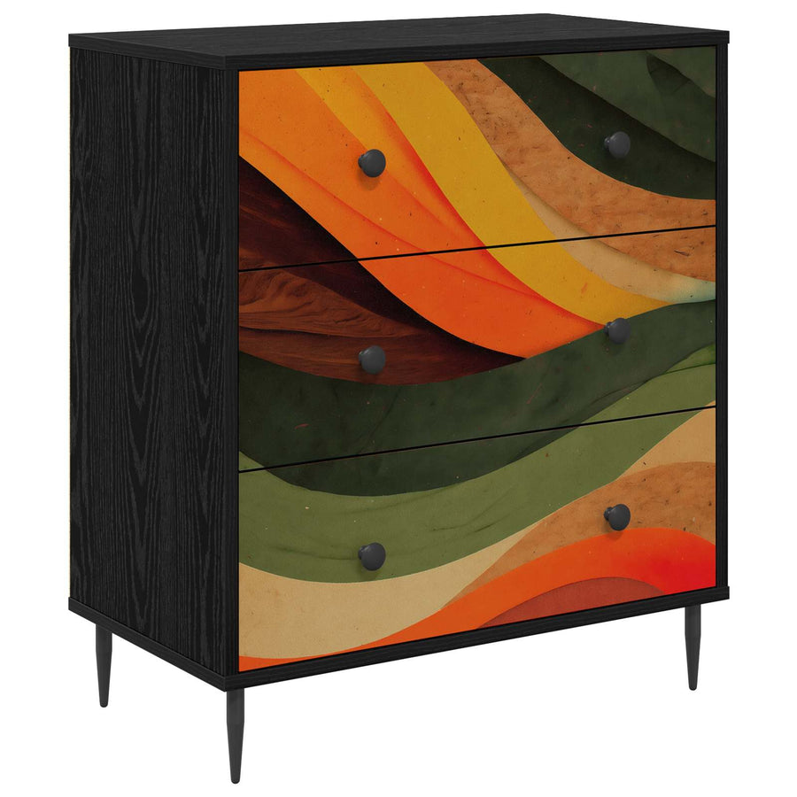Ladekast BONN Retro golfprint 66 x 36,5 x 76 cm Bewerkt hout