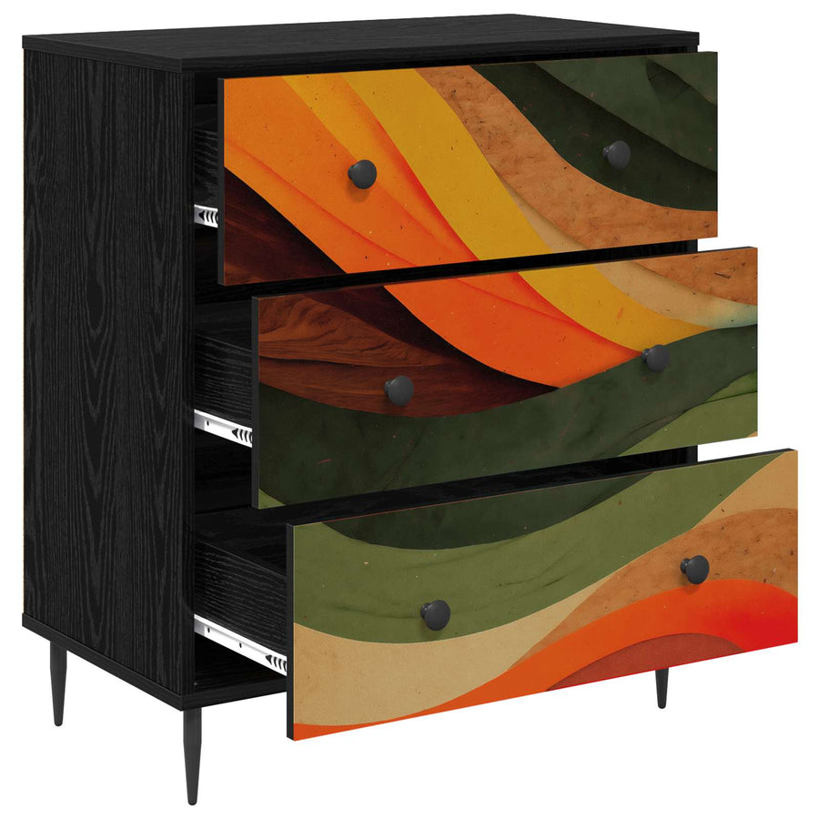 Ladekast BONN Retro golfprint 66 x 36,5 x 76 cm Bewerkt hout