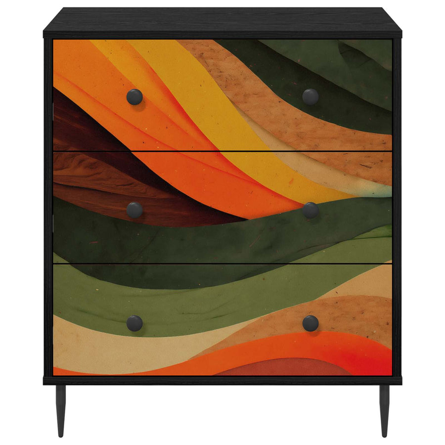 Ladekast BONN Retro golfprint 66 x 36,5 x 76 cm Bewerkt hout