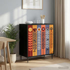 Ladekast ESSEN Zonnebloemprint 66 x 36,5 x 76 cm Bewerkt hout