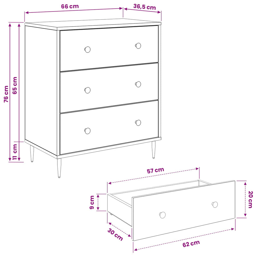 Ladekast ESSEN Zonnebloemprint 66 x 36,5 x 76 cm Bewerkt hout