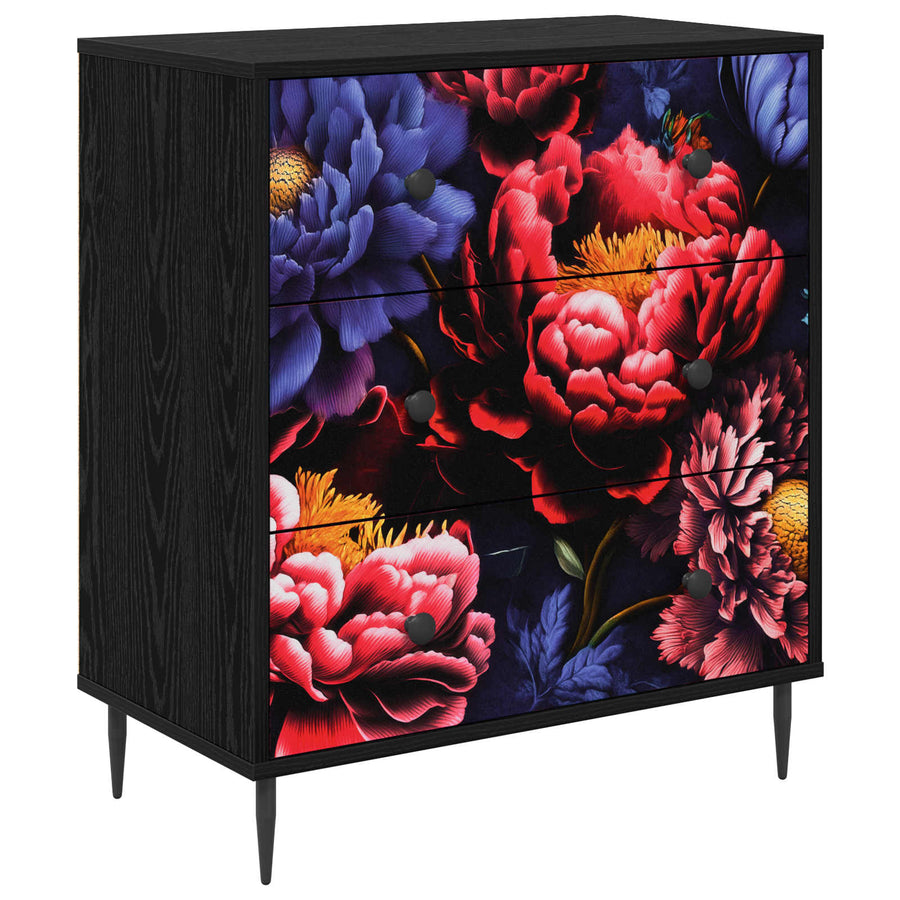 Ladekast KIEL Donker pioenroosprint 66 x 36,5 x 76 cm