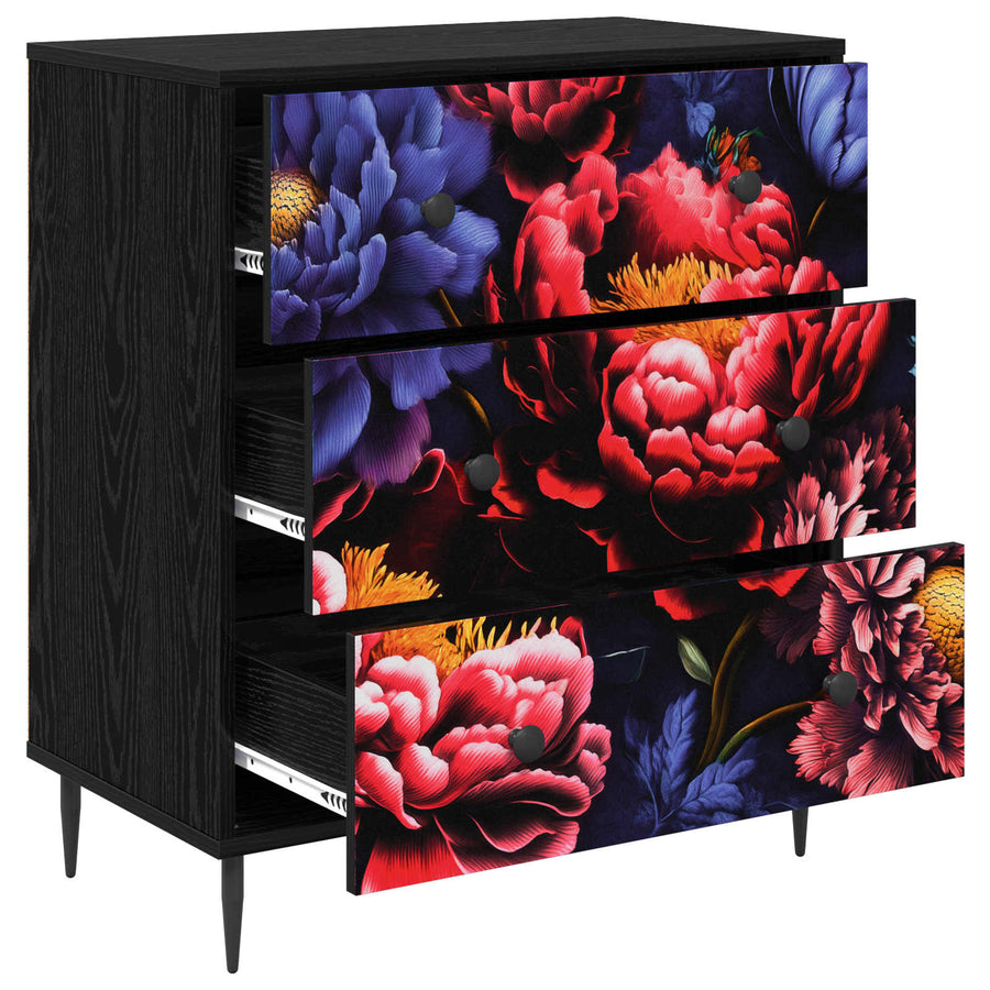 Ladekast KIEL Donker pioenroosprint 66 x 36,5 x 76 cm