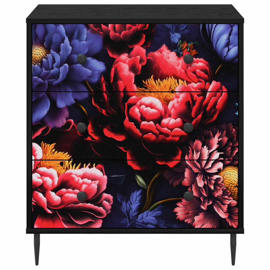 Ladekast KIEL Donker pioenroosprint 66 x 36,5 x 76 cm