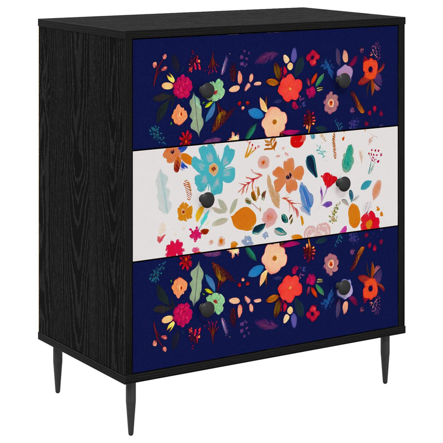 Ladekast MAINZ Bloemenprint 66 x 36,5 x 76 cm Bewerkt hout