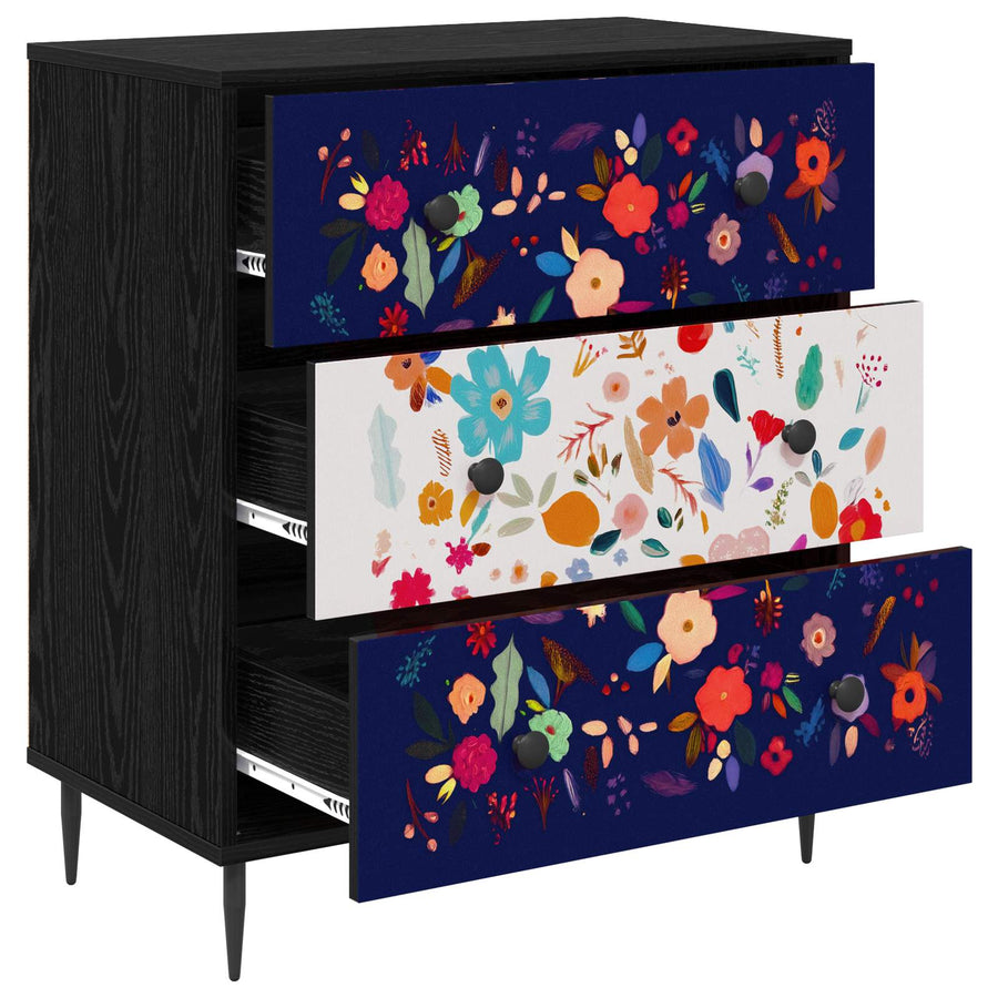 Ladekast MAINZ Bloemenprint 66 x 36,5 x 76 cm Bewerkt hout