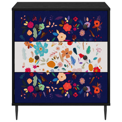 Ladekast MAINZ Bloemenprint 66 x 36,5 x 76 cm Bewerkt hout