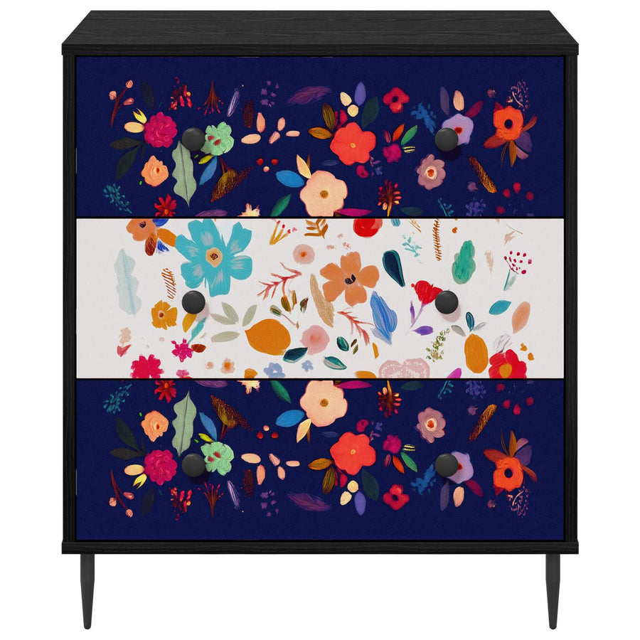 Ladekast MAINZ Bloemenprint 66 x 36,5 x 76 cm Bewerkt hout