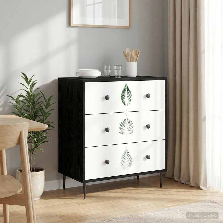 Ladekast HANAU Groene bladerenprint 66 x 36,5 x 76 cm