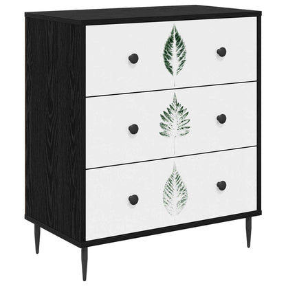 Ladekast HANAU Groene bladerenprint 66 x 36,5 x 76 cm