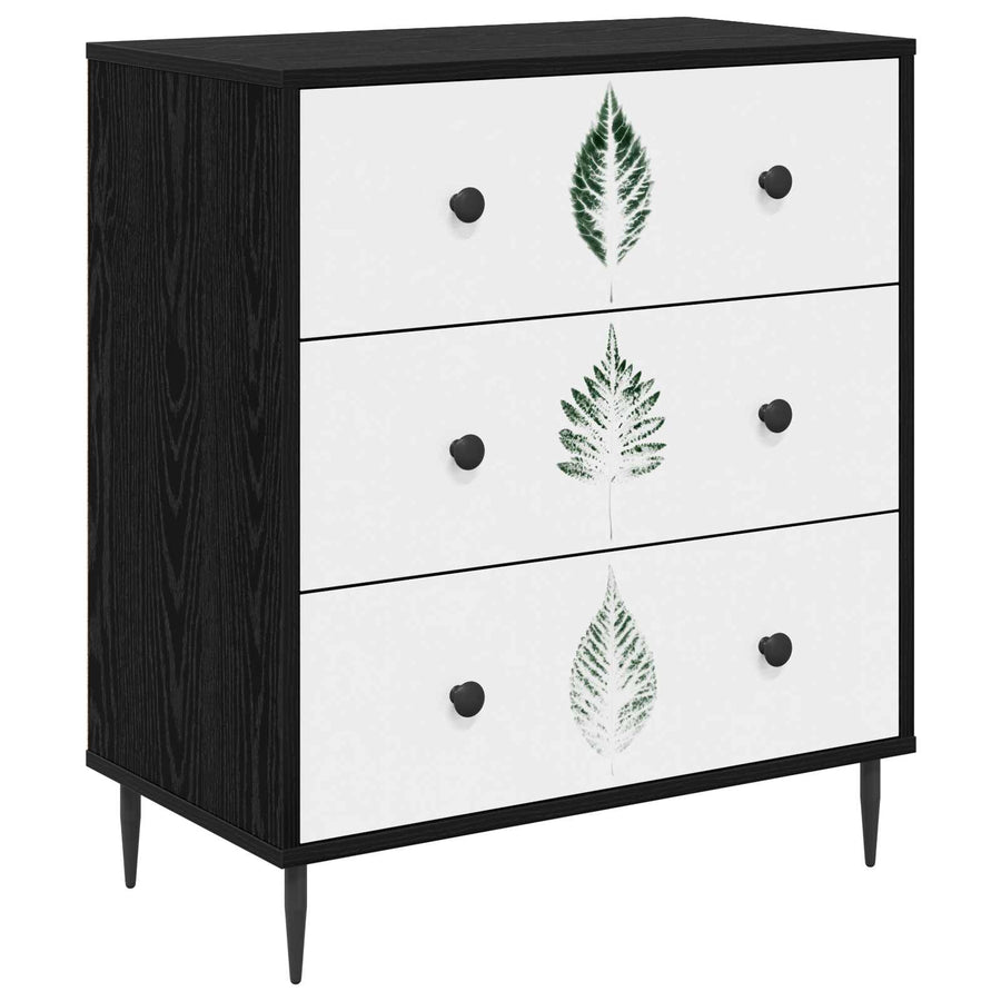 Ladekast HANAU Groene bladerenprint 66 x 36,5 x 76 cm