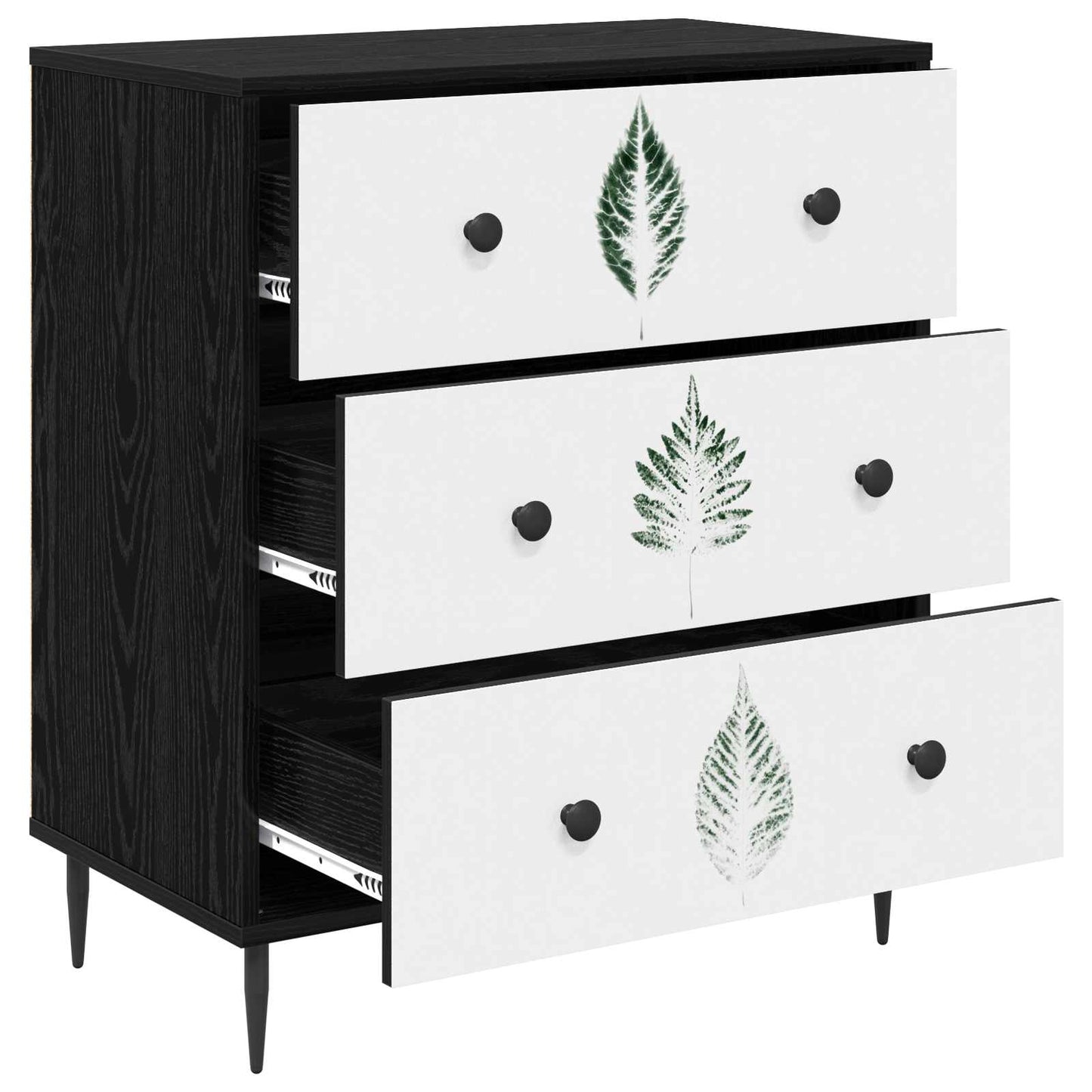 Ladekast HANAU Groene bladerenprint 66 x 36,5 x 76 cm