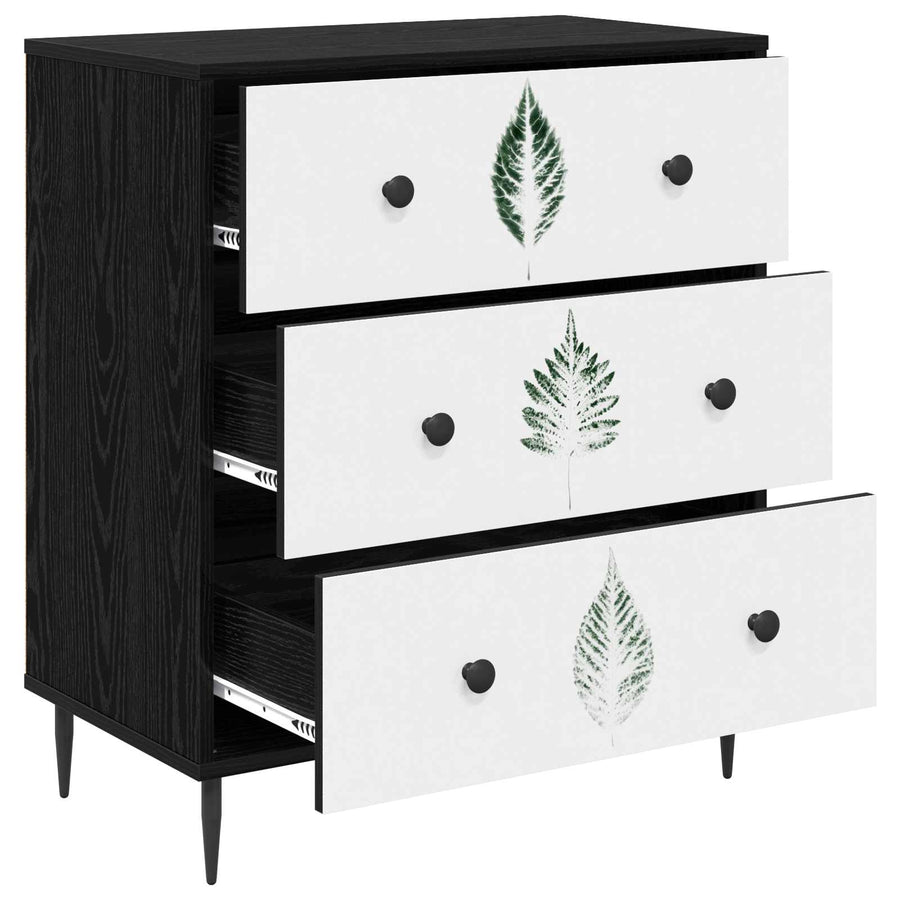 Ladekast HANAU Groene bladerenprint 66 x 36,5 x 76 cm