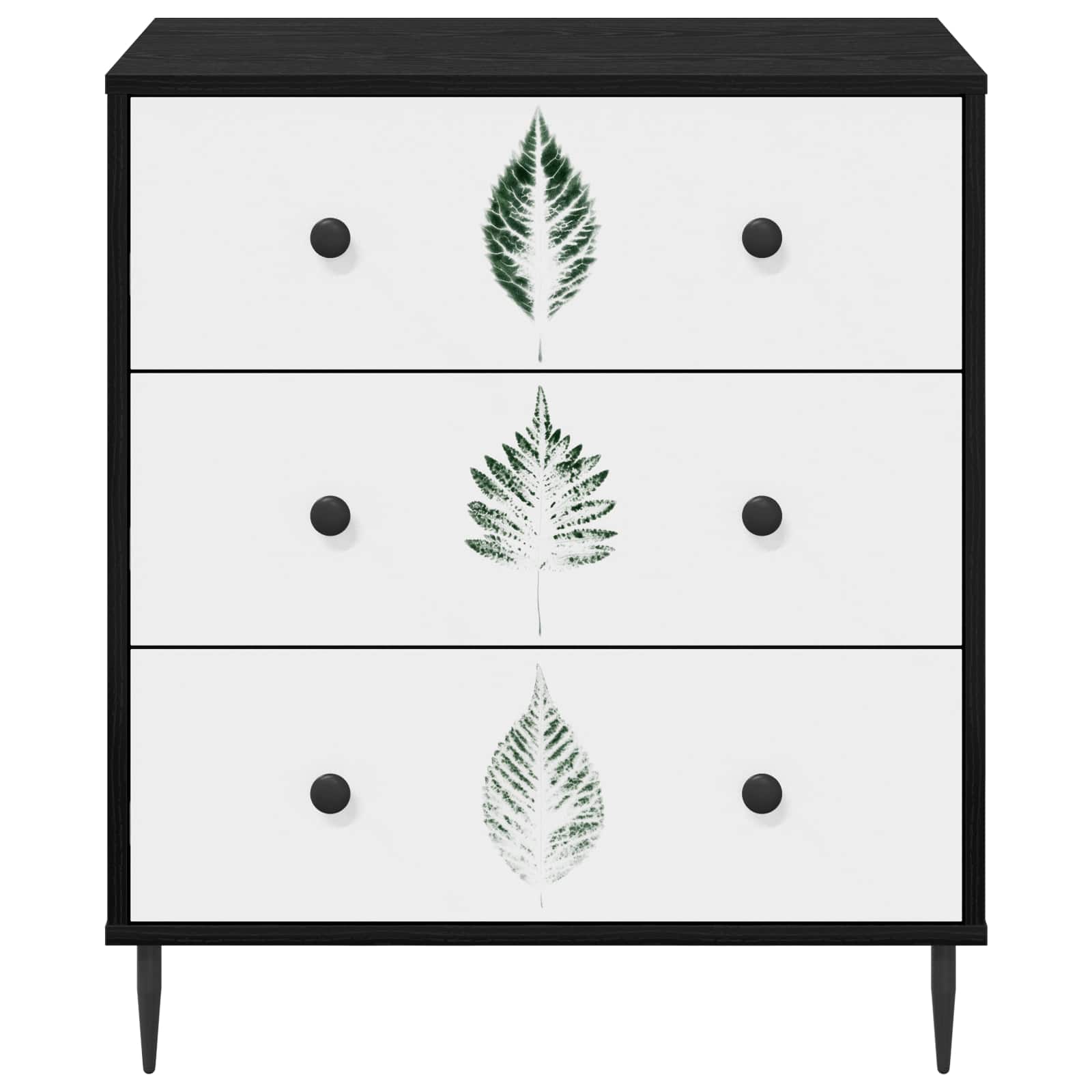 Ladekast HANAU Groene bladerenprint 66 x 36,5 x 76 cm