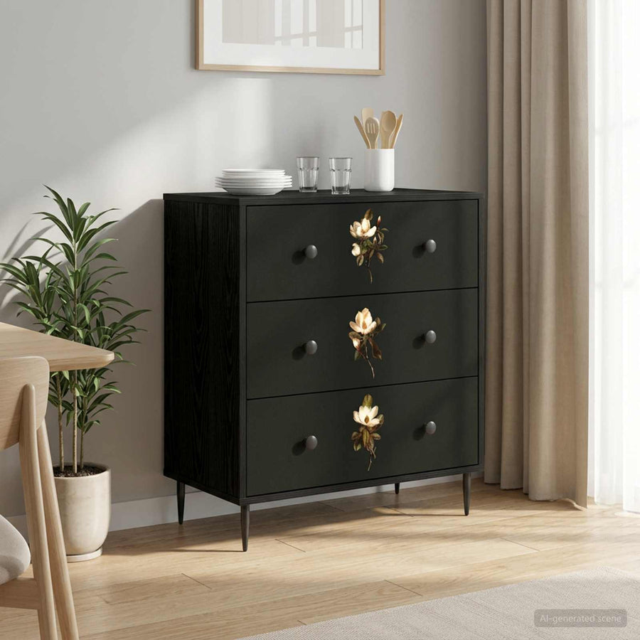 Ladekast BREMEN Magnolia print 66 x 36,5 x 76 cm Bewerkt hout
