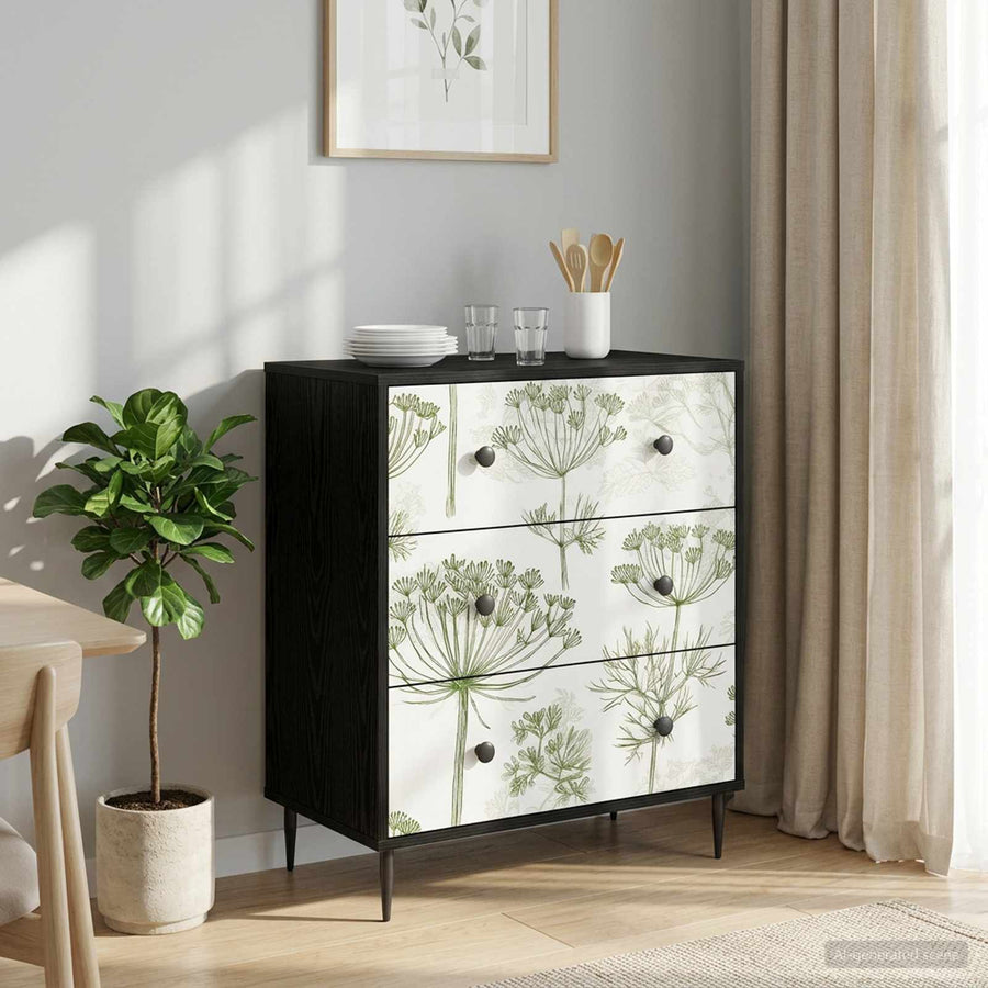 Ladekast GOTHA Groene boomprint 66 x 36,5 x 76 cm Bewerkt hout