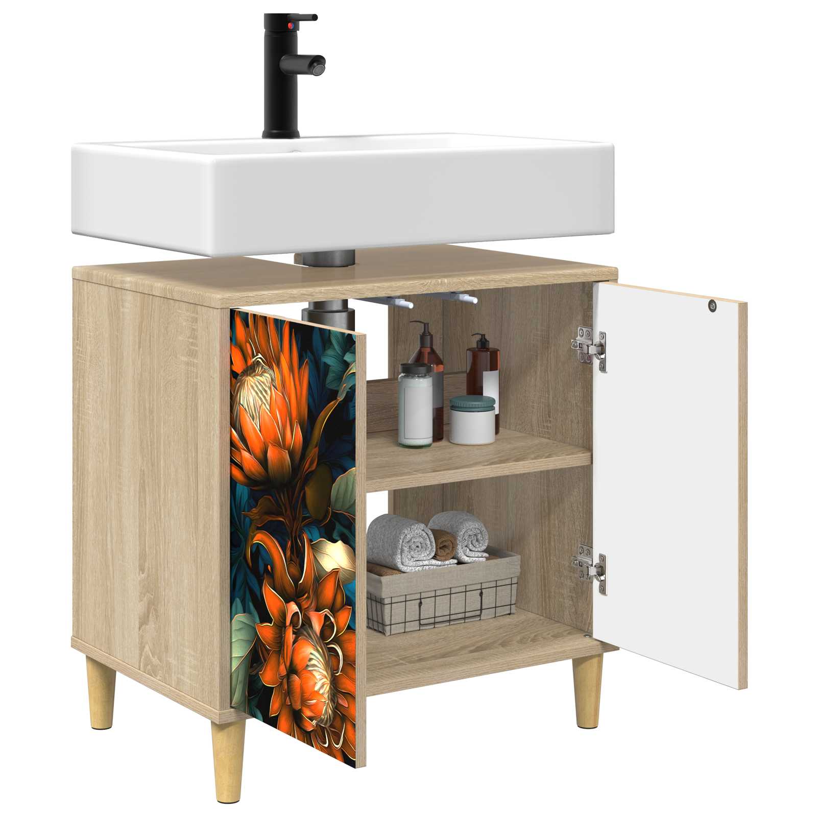 Badkamerkast LOCHEM Sonoma 60 x 40 x 60 cm Bewerkt hout