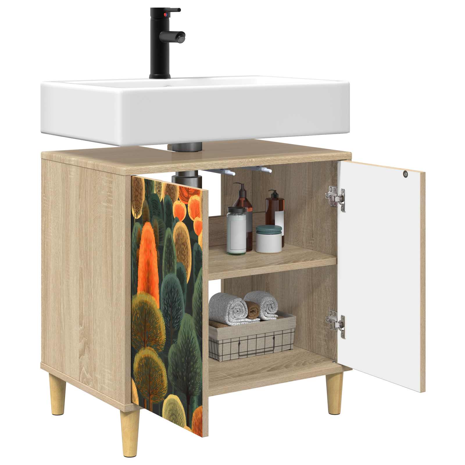 Badkamerkast ZAANDAM Sonoma 60 x 40 x 60 cm Bewerkt hout