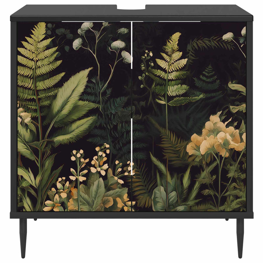 Badkamerkast RHENEN Zwart eiken 60 x 40 x 61 cm Bewerkt hout