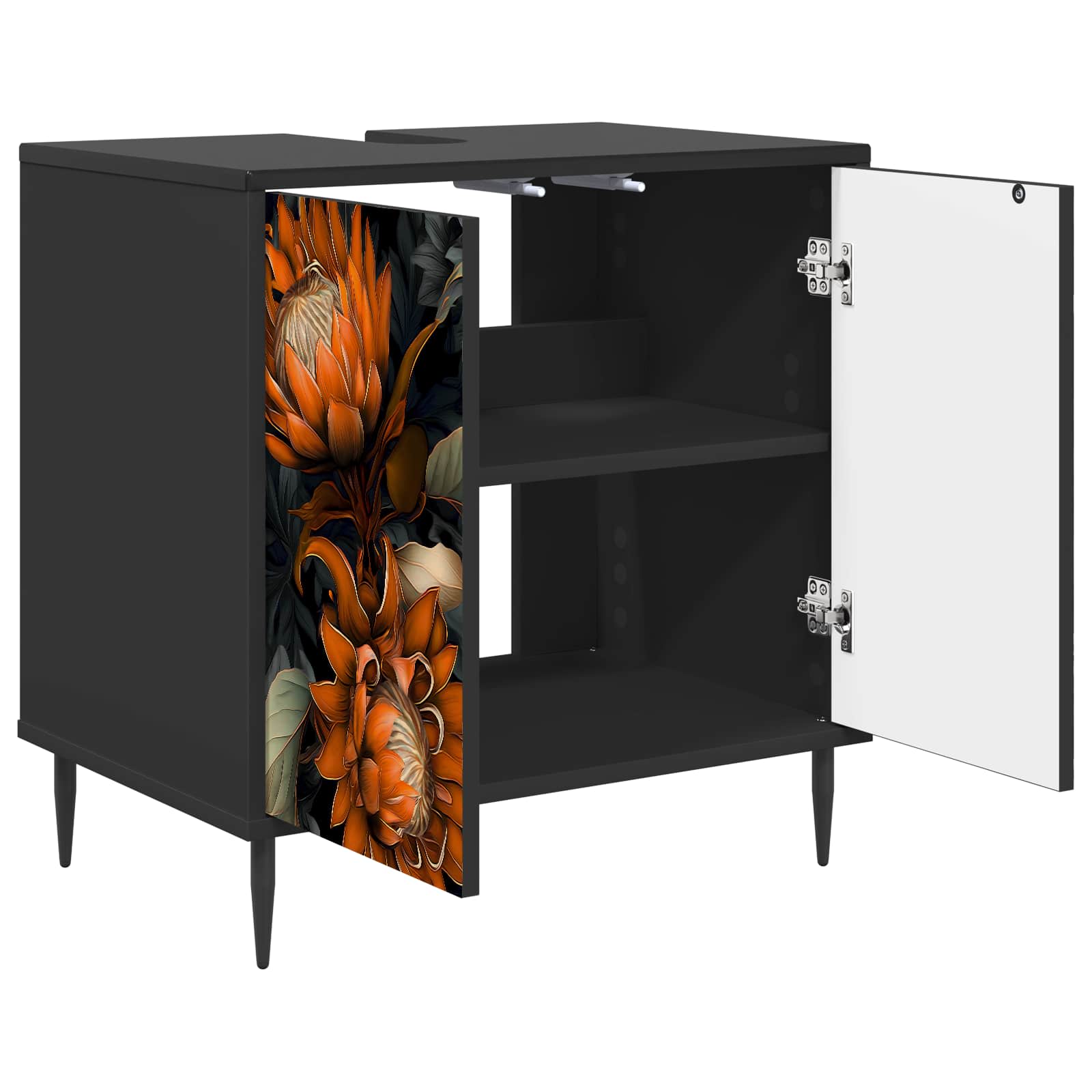 Badkamerkast LOCHEM Zwart eiken 60 x 40 x 61 cm Bewerkt hout