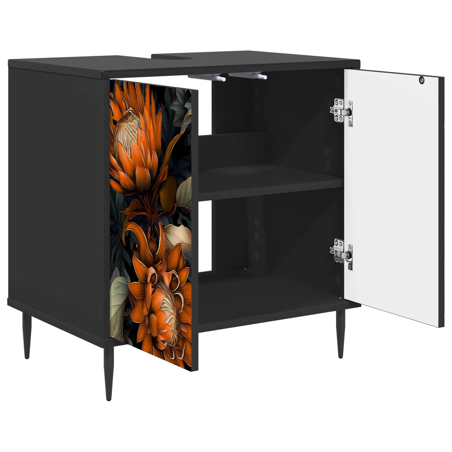Badkamerkast LOCHEM Zwart eiken 60 x 40 x 61 cm Bewerkt hout
