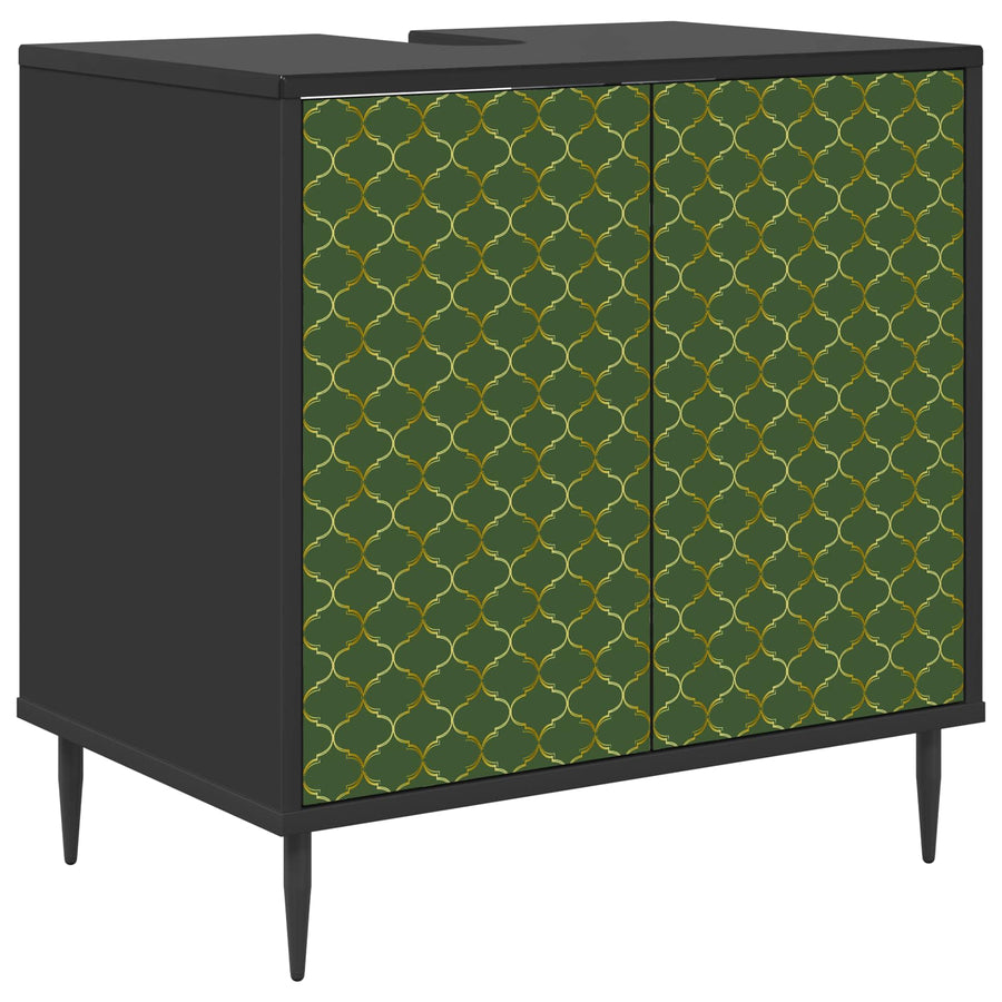 Badkamerkast GELEEN Zwart eiken 60 x 40 x 61 cm Bewerkt hout