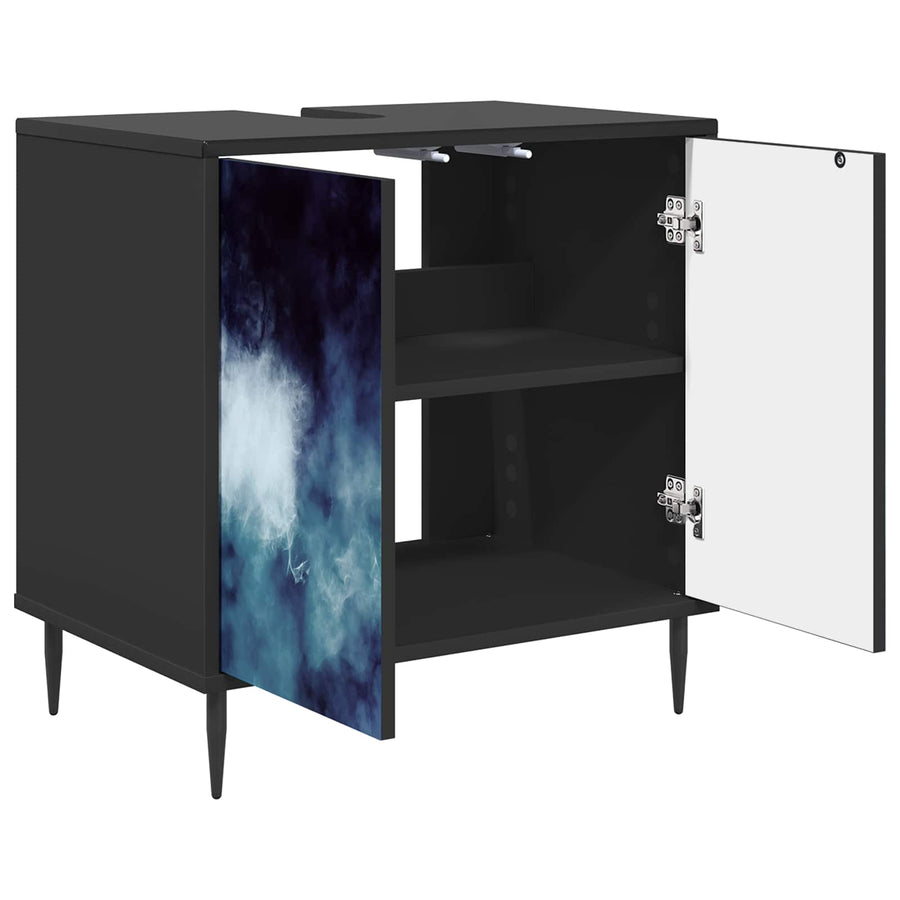 Badkamerkast RAALTE Zwart eiken 60 x 40 x 61 cm Bewerkt hout
