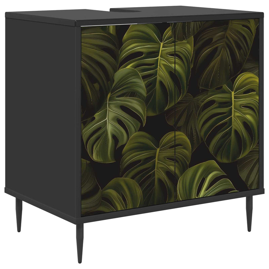 Badkamerkast ELBURG Zwart eiken 60 x 40 x 61 cm Bewerkt hout