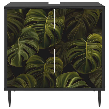 Badkamerkast ELBURG Zwart eiken 60 x 40 x 61 cm Bewerkt hout
