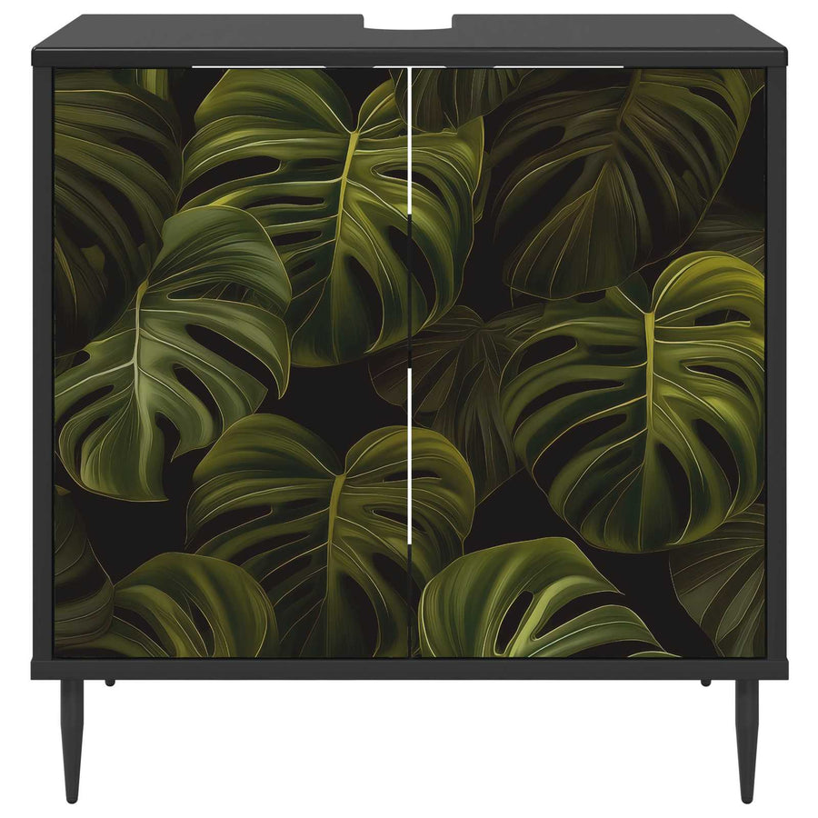 Badkamerkast ELBURG Zwart eiken 60 x 40 x 61 cm Bewerkt hout