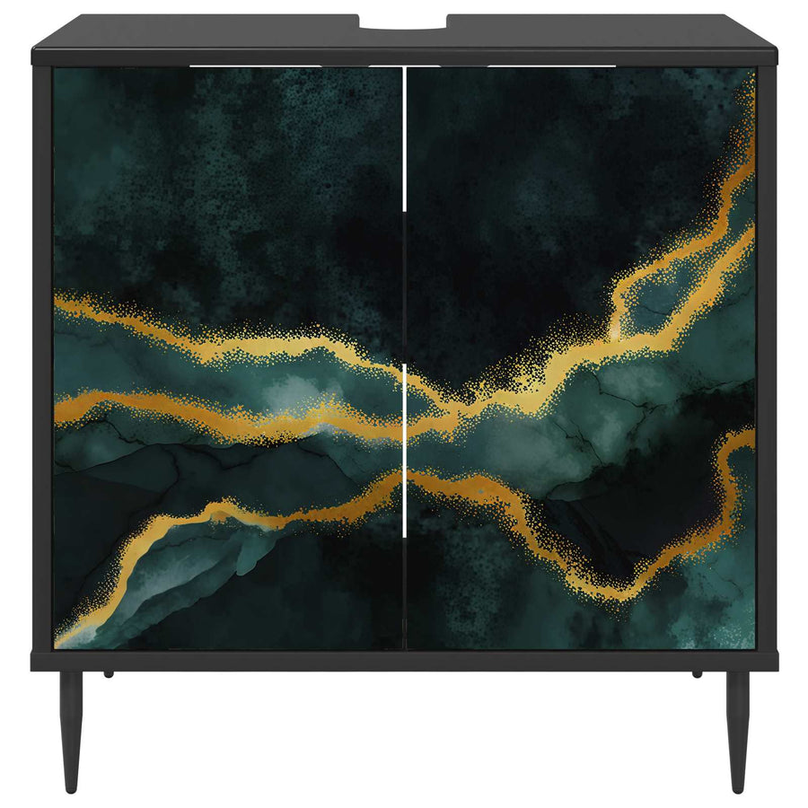 Badkamerkast WIJHE Zwart eiken 60 x 40 x 61 cm Bewerkt hout