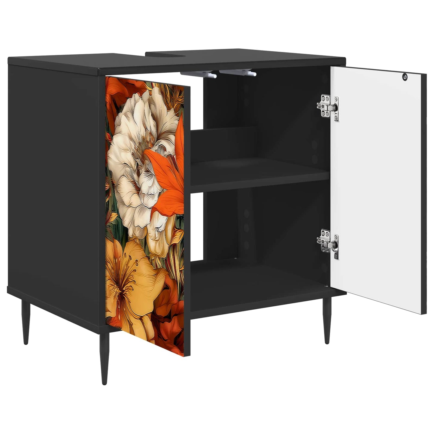 Badkamerkast GENNEP Zwart eiken 60 x 40 x 61 cm Bewerkt hout