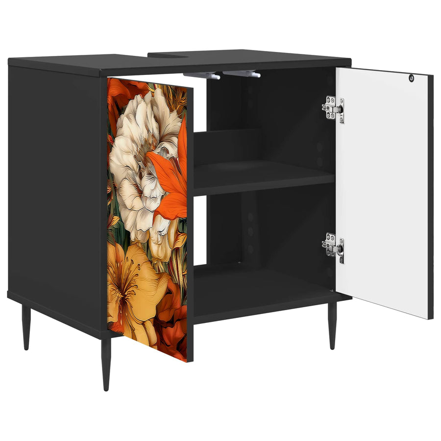 Badkamerkast GENNEP Zwart eiken 60 x 40 x 61 cm Bewerkt hout