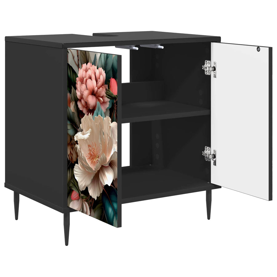 Badkamerkast BORNE Zwart eiken 60 x 40 x 61 cm Bewerkt hout