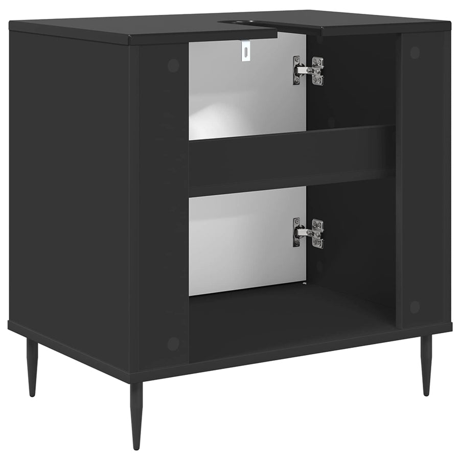 Badkamerkast DOKKUM Zwart eiken 60 x 40 x 61 cm Bewerkt hout