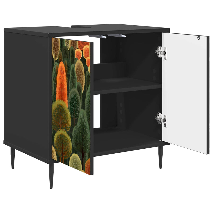 Badkamerkast ZAANDAM Zwart eiken 60 x 40 x 61 cm Bewerkt hout