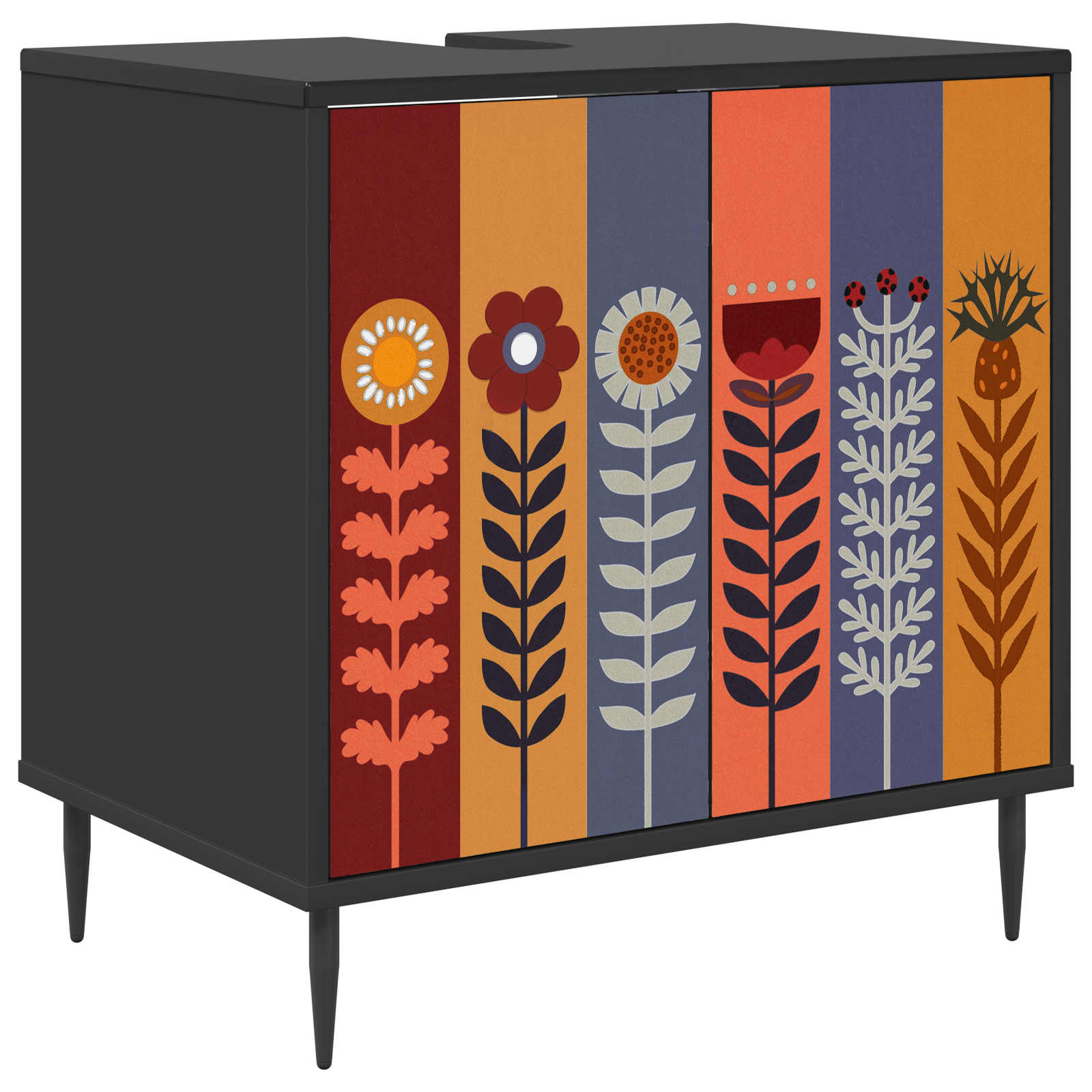 Badkamerkast ESSEN Zwart eiken 60 x 40 x 61 cm Bewerkt hout
